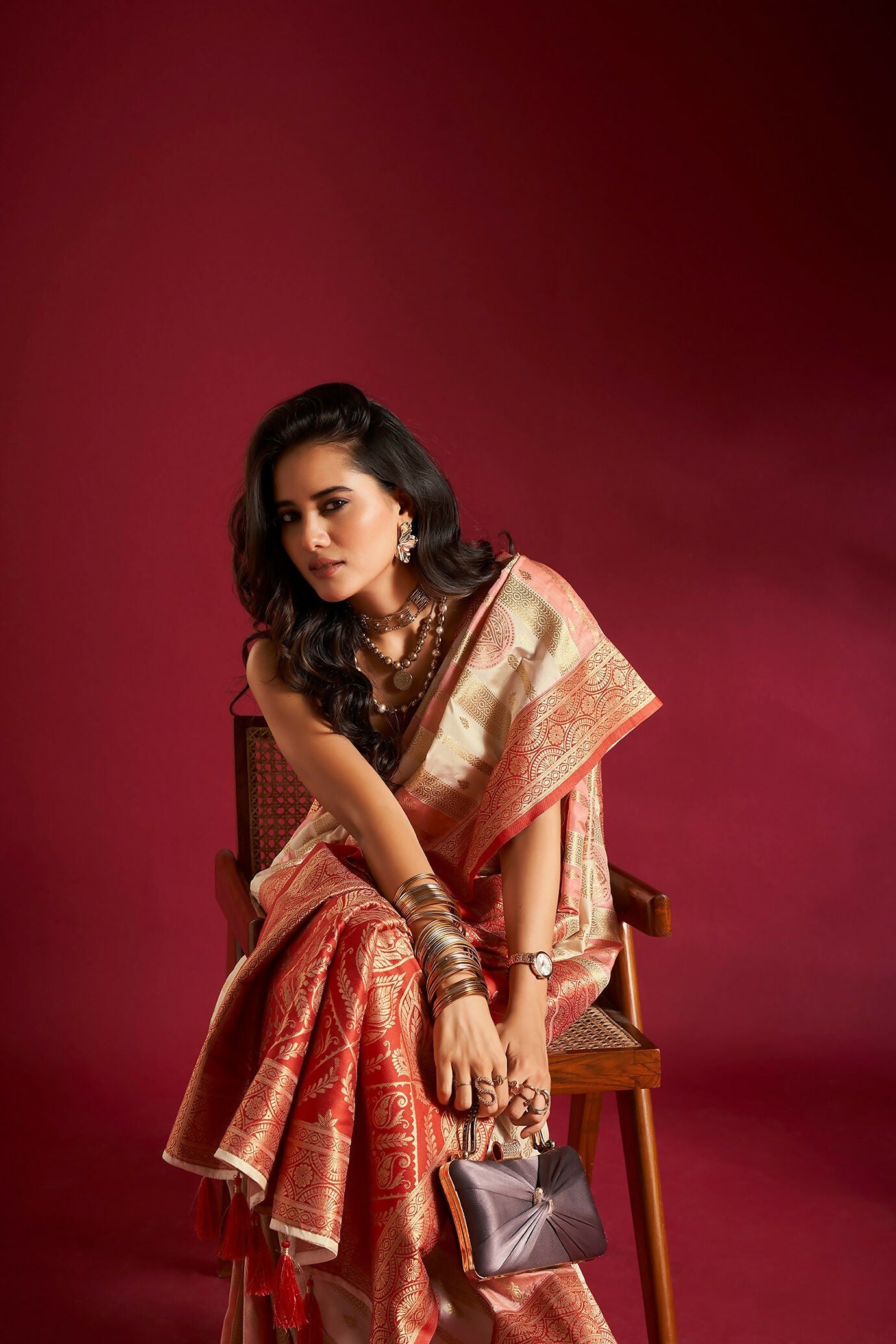 Joban Fashion Multicolor Plain With Weaving Border Banarasi Silk Sarees | Swadesiicart