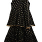 Ahalyaa Black Georgette Gold Foil Print Kids Peplum style Kurta Sharara Set With Dupatta For Girls | Swadesiicart