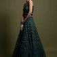Jyoti Fashion Women's Dark Green Net Sequins with Dori & Thread Embroidered Designer Lehenga Choli Set | Swadesiicart