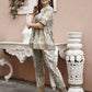 Off White Rayon Paisley Printed Top with Matching Bottom - Eesha - Swadesiicart