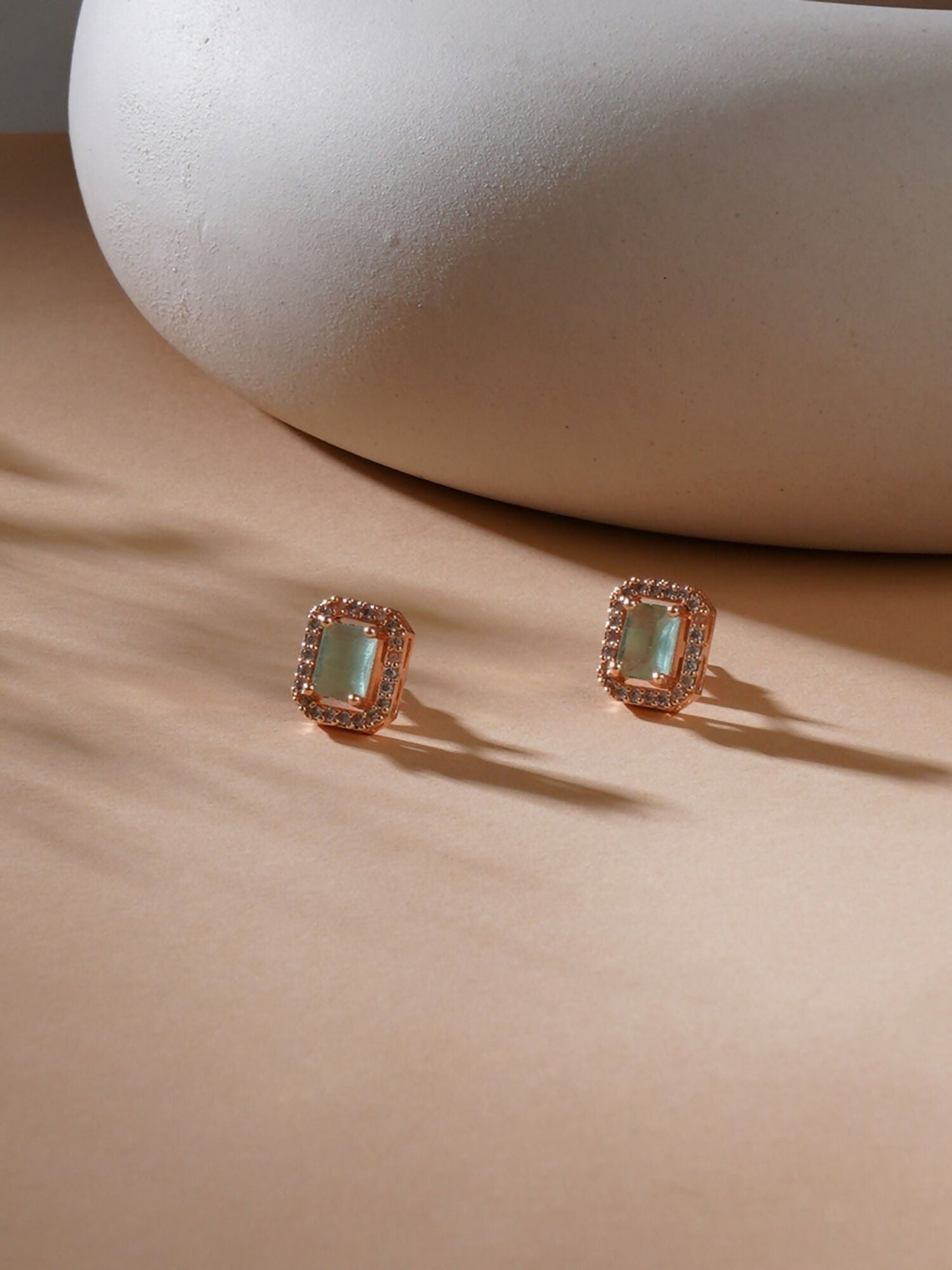 stone stud (mint green ) - Ruby Raang - Swadesiicart