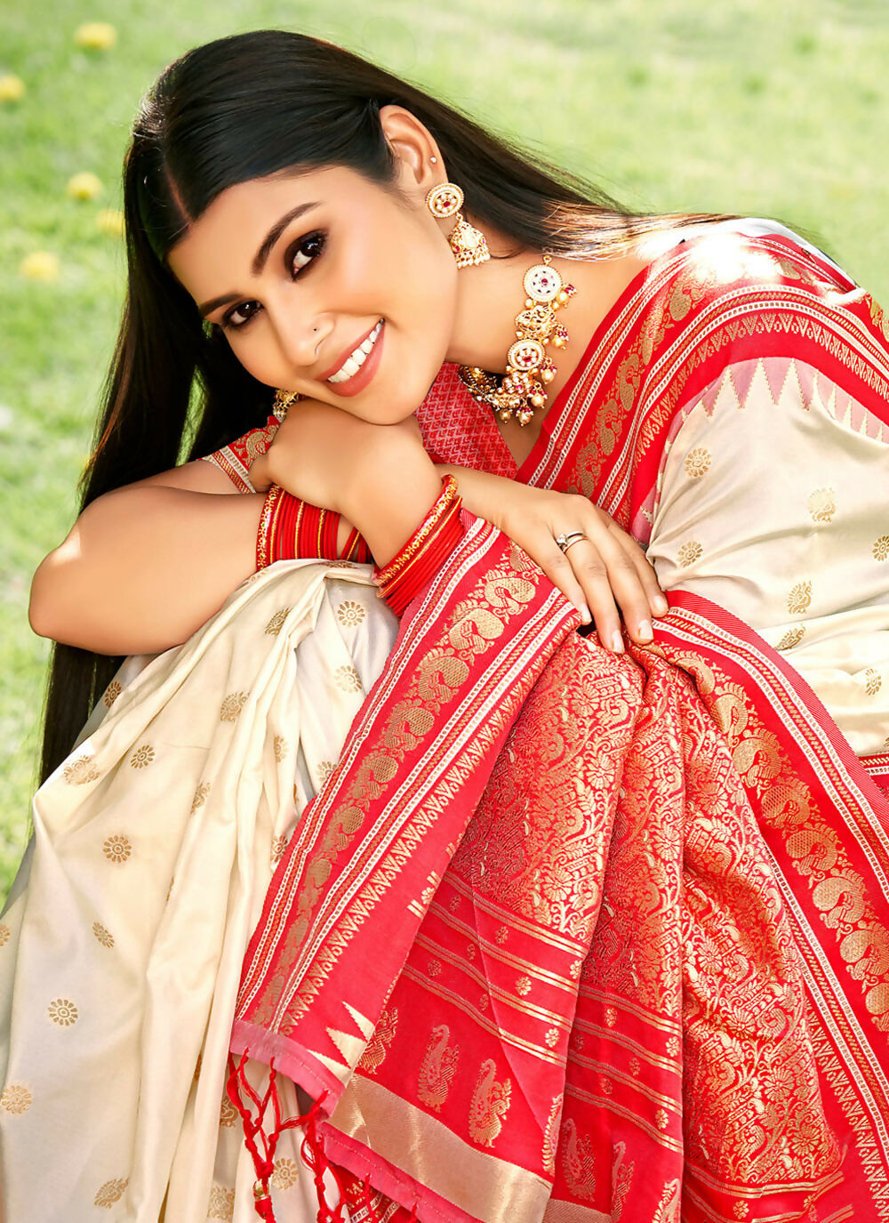 Shree Shyam Fashion Cream Soft Silk Saree