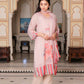 Vaasva Women Beige Tabby Slik Print & Embroidered Kurta, Pant & Dupatta set | Swadesiicart
