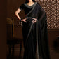 Aafreen Partywear Designer Black Satin Chiffon Fancy Saree