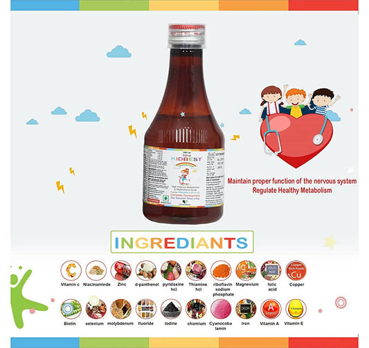 HealthBest Kidbest Multivitamin & Multimineral Syrup for Kids - Swadesiicart