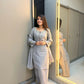 Anaita Grey Crape Readymade Kurti Set with Beads Sequence Work