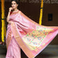 Very Much Indian Silk Handloom Maharani Paithani In Rich Pearl Pink With Silver Zari Brocade | Swadesiicart
