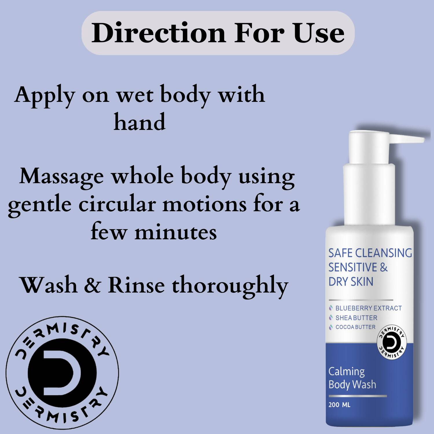 Dermistry Calming Body Wash & Calming Soothening Body Milk Lotion - Swadesiicart