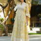 Juniper Women's Lemon Yellow Printed Teired Dress | Swadesiicart