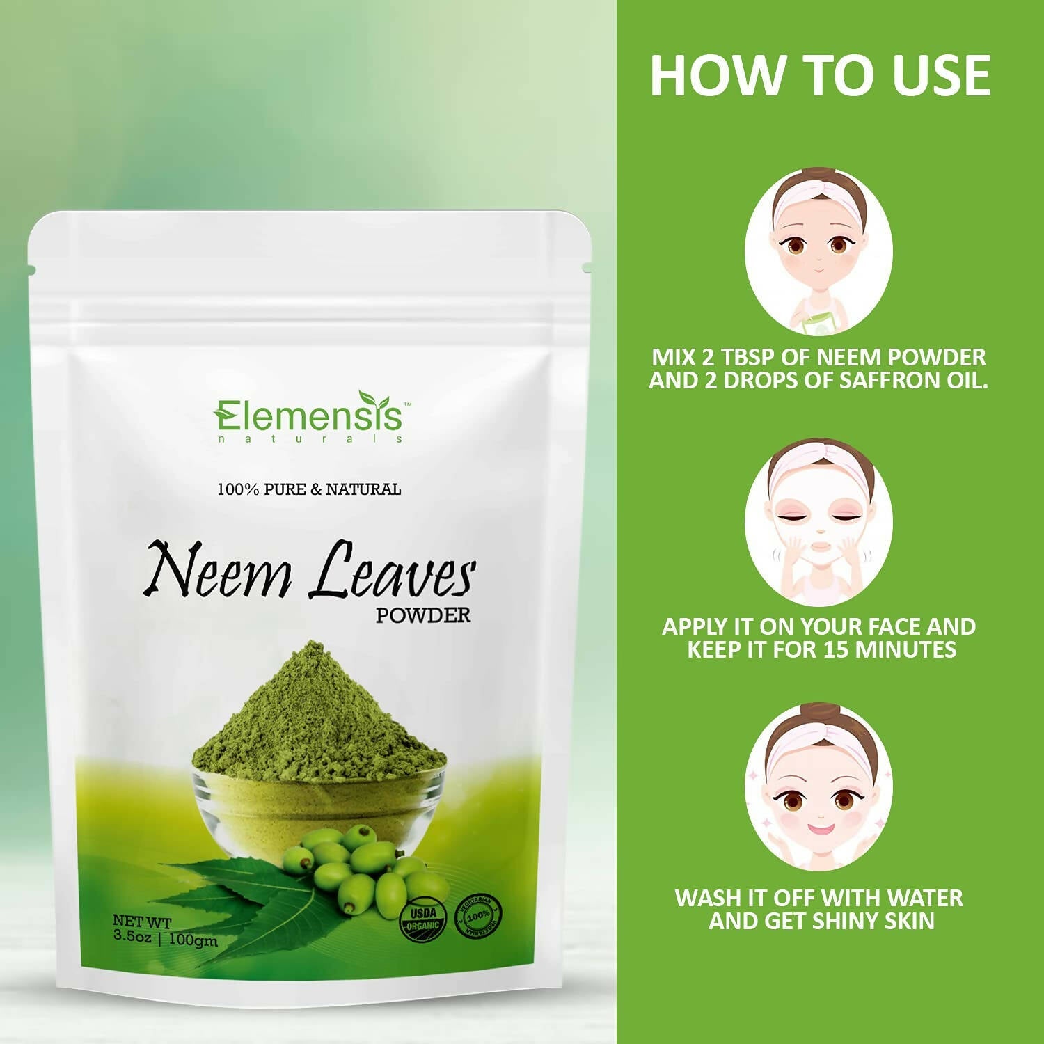 Elemensis Naturals Neem Leaves Powder - Swadesiicart