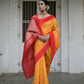 Vishnu Weaves Women's Yellow Raw Silk Saree with Blouse - Swadesiicart
