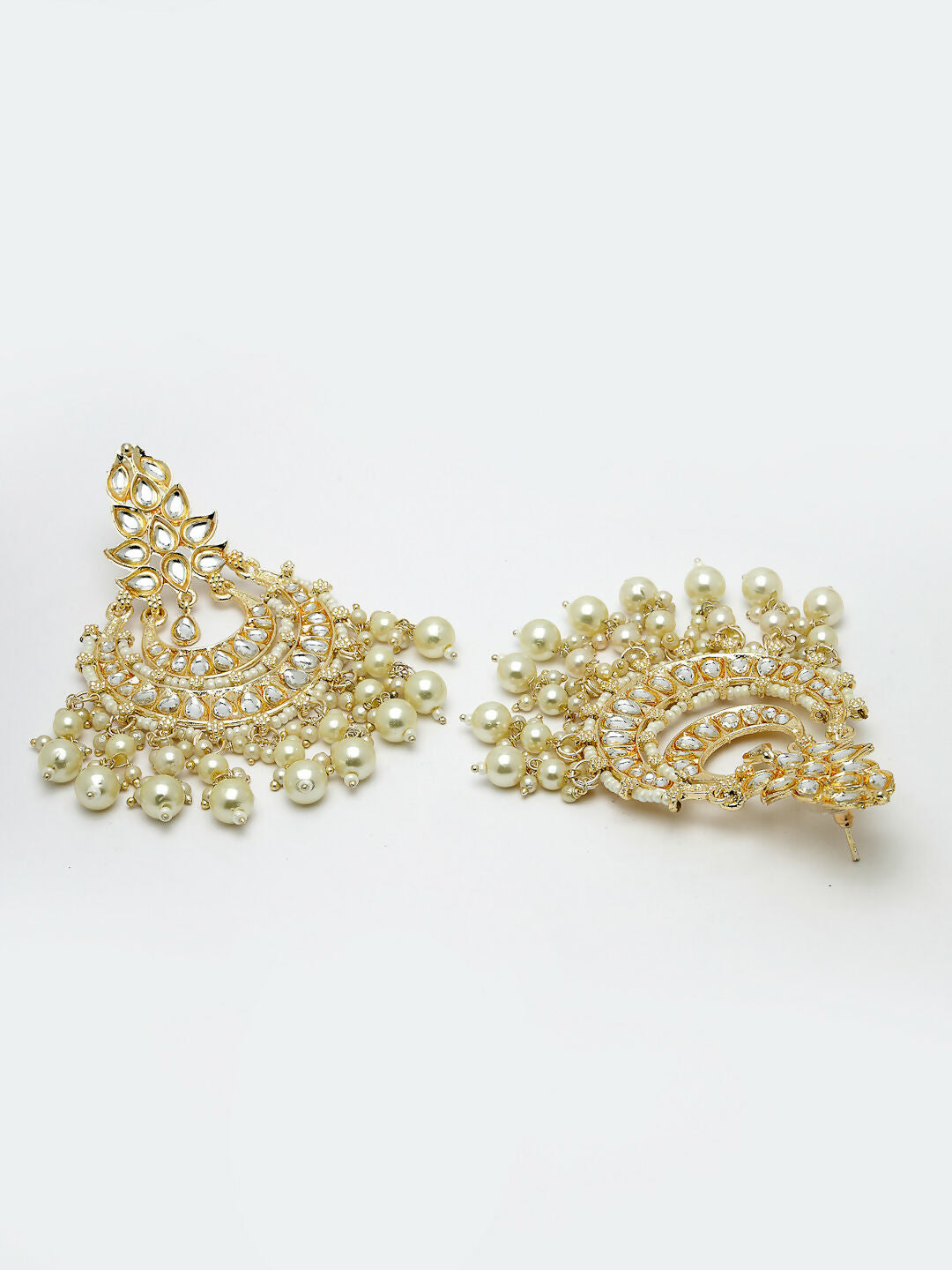 NVR Women Gold-Polished Kundan Chandbali Earrings | Swadesiicart
