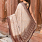 Joban Fashion Nude Grey Crepe Chiffon Pure Handloom Banarasi Silk Saree | Swadesiicart
