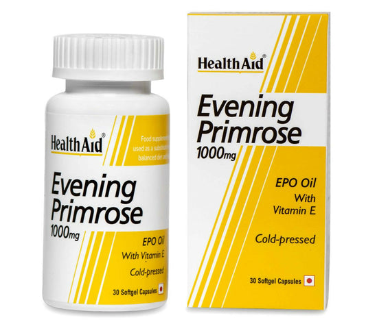 HealthAid Evening Primrose Oil 1000 mg With Vitamin E Softgel Capsules - HealthAid