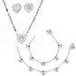 AanyaCentric Gold-Polished Mangalsutra Pendant Earring Set & Silver Plated Anklet