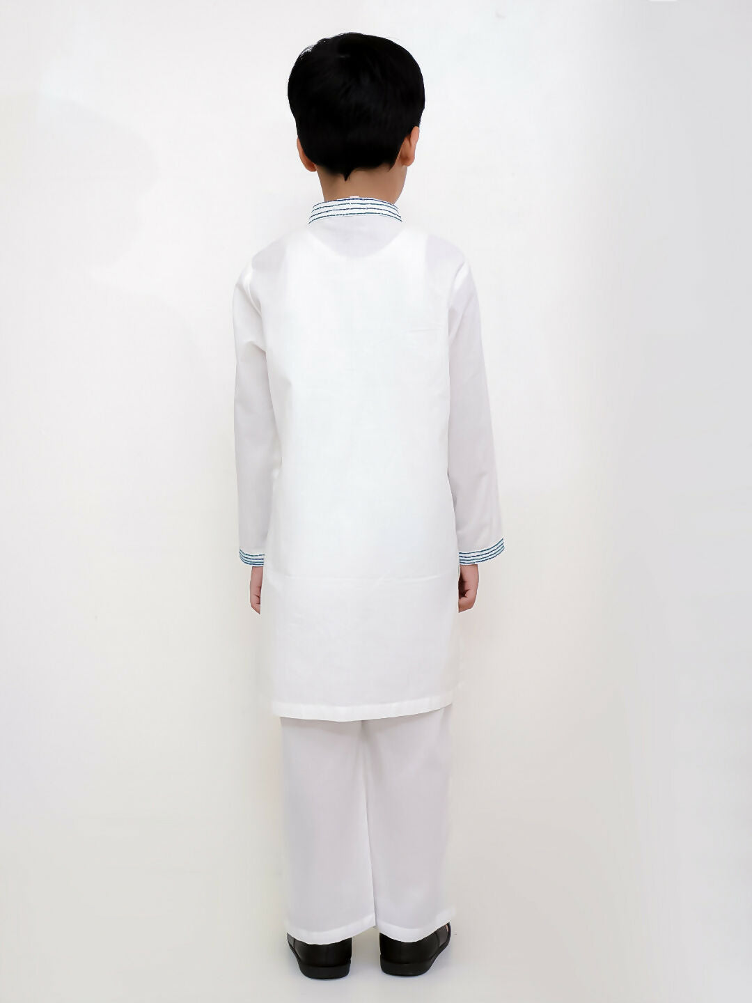 Lil Drama Shor-Gul White Kurta Pyjama Set For Boys | Swadesiicart