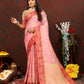 Lorenvalley Fashion Pink Cotton Woven Design with Zari Weaving Design Saree - Swadesiicart
