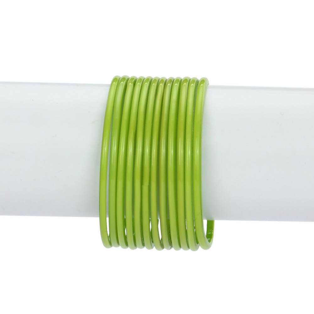 Afast Shining Green Glass Party, Wedding, Daily Use Bangle Set, Pack Of 12 - Swadesiicart