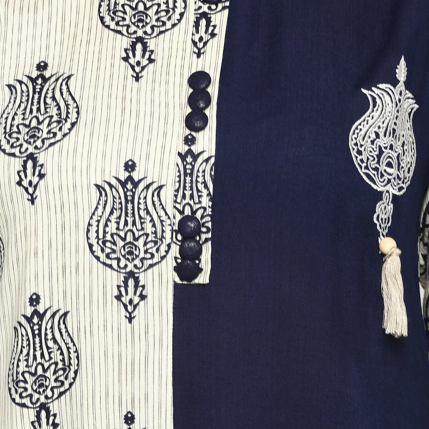 NOZ2TOZ Women's Blue & White Rayon Straight Kurta- (1pc set) - Swadesiicart