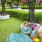 Blue Net Embroidered Semi Stitched Lehenga Choli with Dupatta - Bhagya