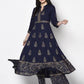 Aniyah Rayon Navy Blue Color Block Print Flared Slip-On Palazzo (AN-211K)
