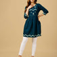 Jyoti Fashion Women's Blue Viscose Rayon Embroidered Casual Top | Swadesiicart