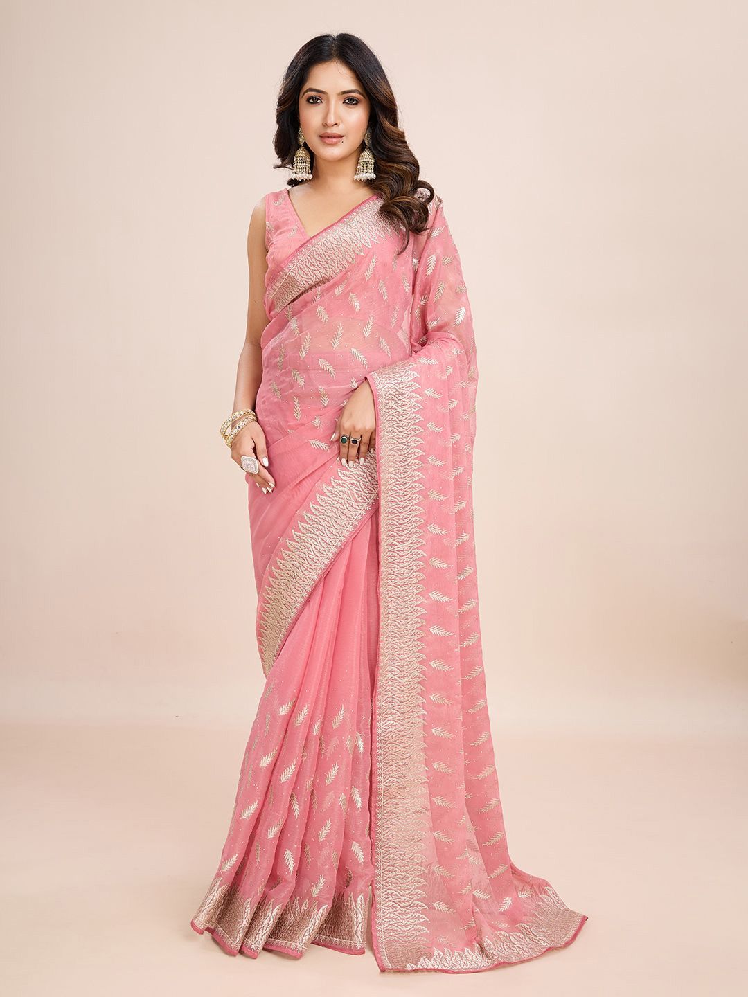 kasee Floral Embroidered Art Silk Ready to Wear Saree | Swadesiicart