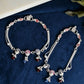 VOJ Set of 2 Silver Plated Peacock Shaped Multi Color Anklet - Swadesiicart