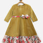 Ahalyaa Mustard Velvet Plain Kids Frilled Kurta For Girls | Swadesiicart