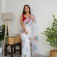 Vamsee Urvashi White Organza Saree - Swadesiicart