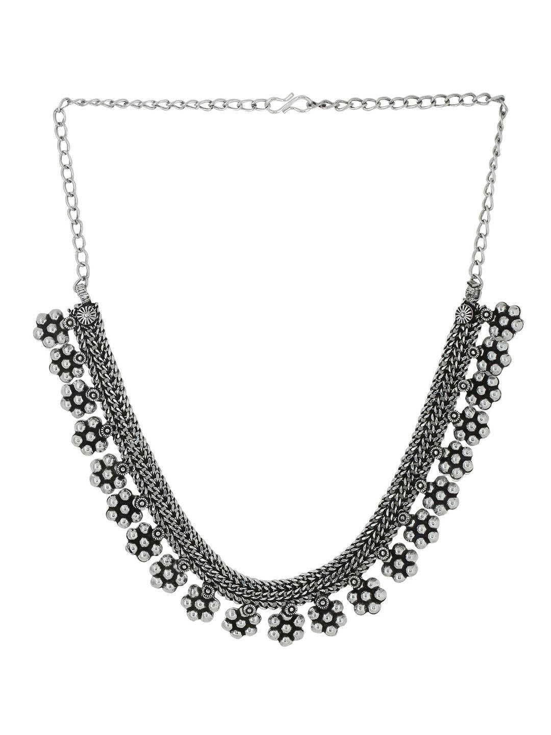 NVR Women Silver-Plated Oxidised Necklace | Swadesiicart