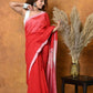 Very Much Indian Pure Cotton Handloom Saree with Buttis & Sleek Border - Red | Swadesiicart
