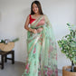 Vamsee Nilam Green Organza Saree - Swadesiicart