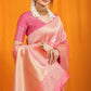 Jyoti Fashion Women's Pink Kanjivaram Silk Zari Woven Saree with Blouse | Swadesiicart