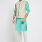 Ethnic India Light Blue Bundi Men's Jacket Abstract Polyester | Swadesiicart