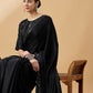 Black Satin Solid Sequence Work Saree with Stitched Blouse - Dharavi