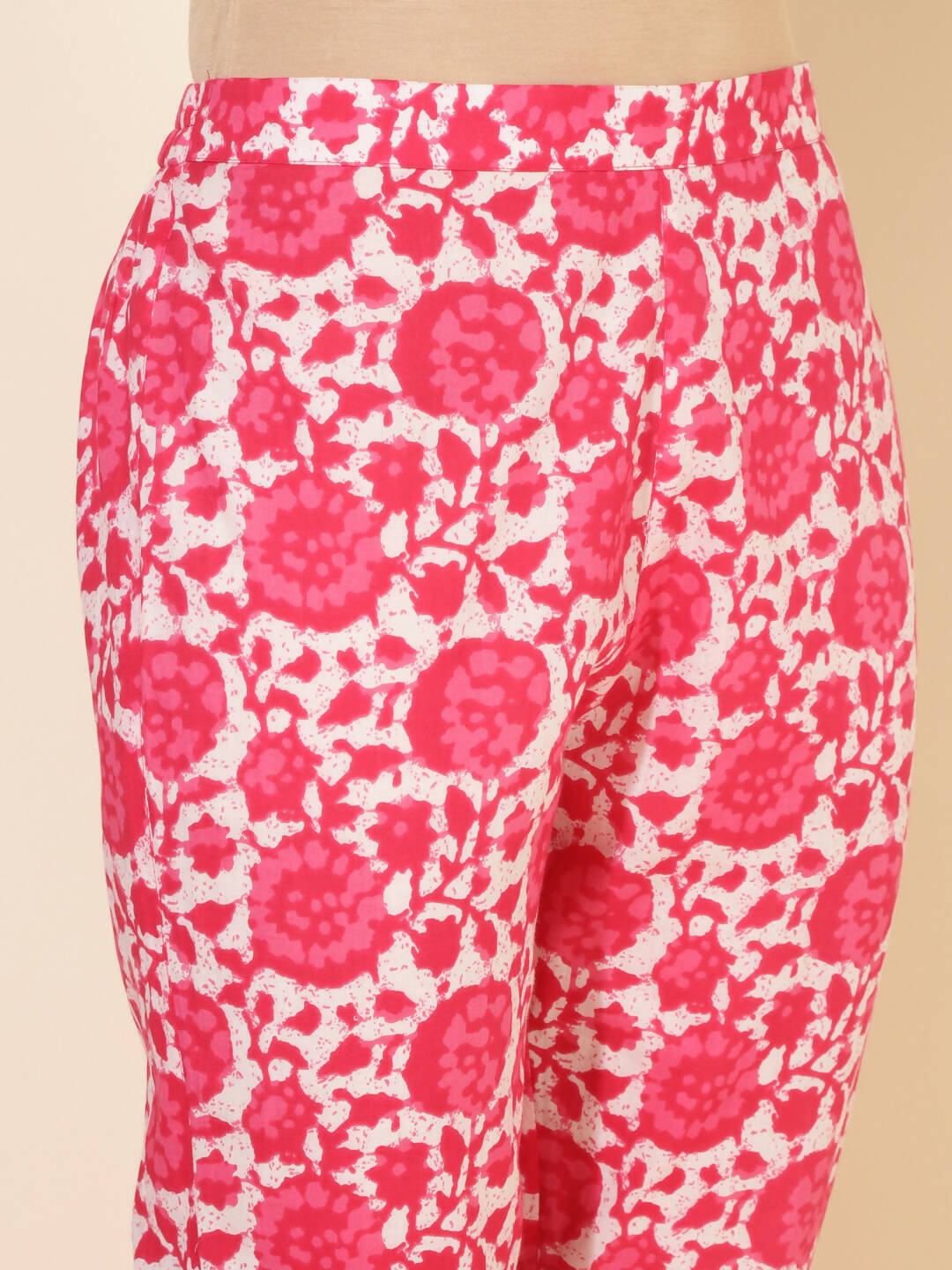 Janasya Women's Pink and White Cotton Printed Casual Regular Co-ords - Swadesiicart