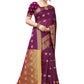 Vamika Banarasi Jacquard Weaving Wine Red Saree | Swadesiicart