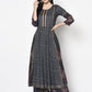 Aniyah Rayon Dark Grey Color Block Print Flared Slip-On Palazzo (AN-201K)