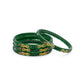 Afast Designer Fancy Party Bangle/ Kada Set, Green, Glass, Pack Of 4 - Swadesiicart