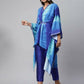 Ahalyaa Women Royal Blue Crepe Digital Printed Kaftan Kurta | Swadesiicart