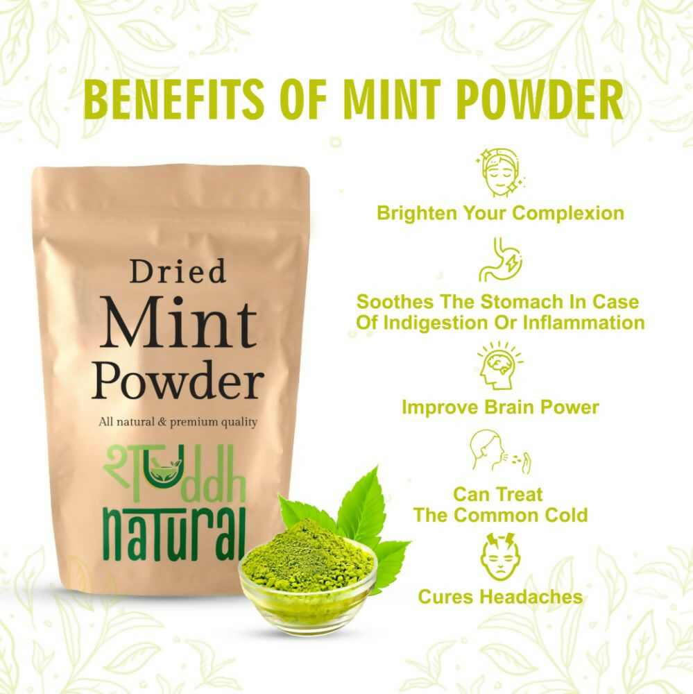 Shuddh Natural Mint Powder - Aromatic Flavor - Swadesiicart