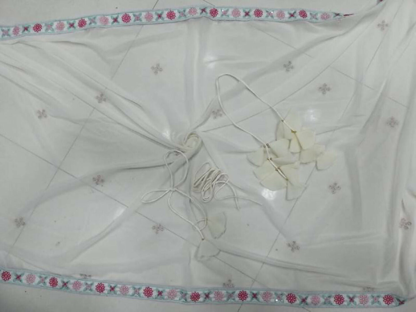 Jyoti Fashion Cream Thread Embroidery Georgette Designer Lehenga Choli with Dupatta | Swadesiicart