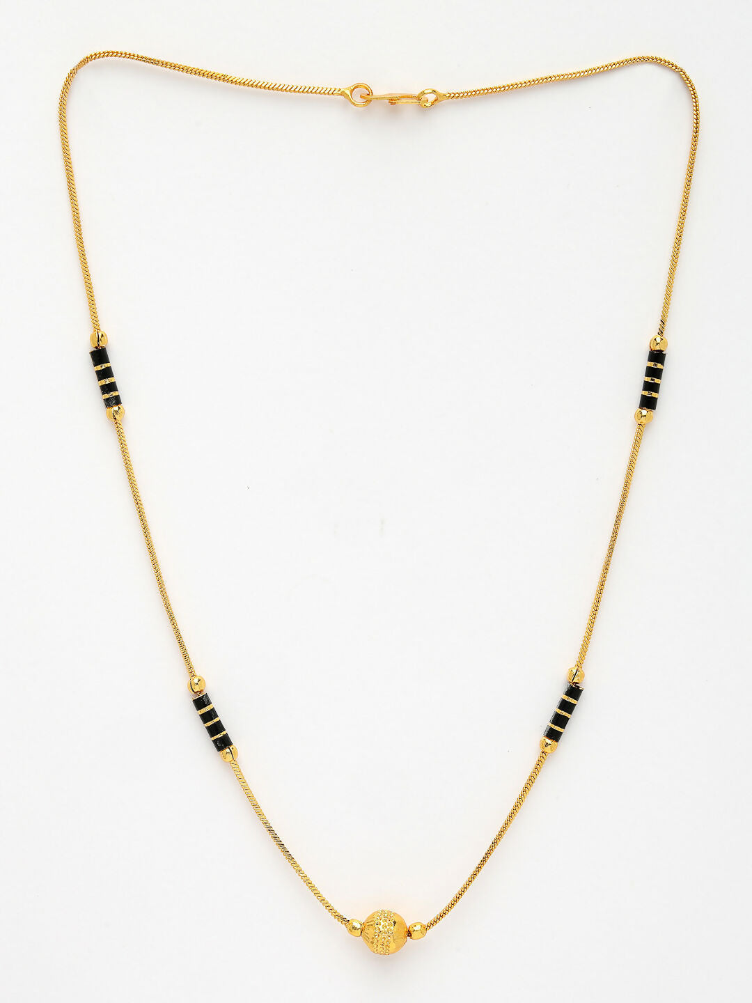 NVR Women's Set of 3 Gold-Polished CZ Stone-Studded & Beaded Mangalsutra | Swadesiicart