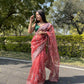 Vamsee Naina Maroon Organza Saree - Swadesiicart