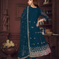Jyoti Fashion Women's Rama Georgette Embroidered Anarkali Kurta Pant Set With Dupatta | Swadesiicart