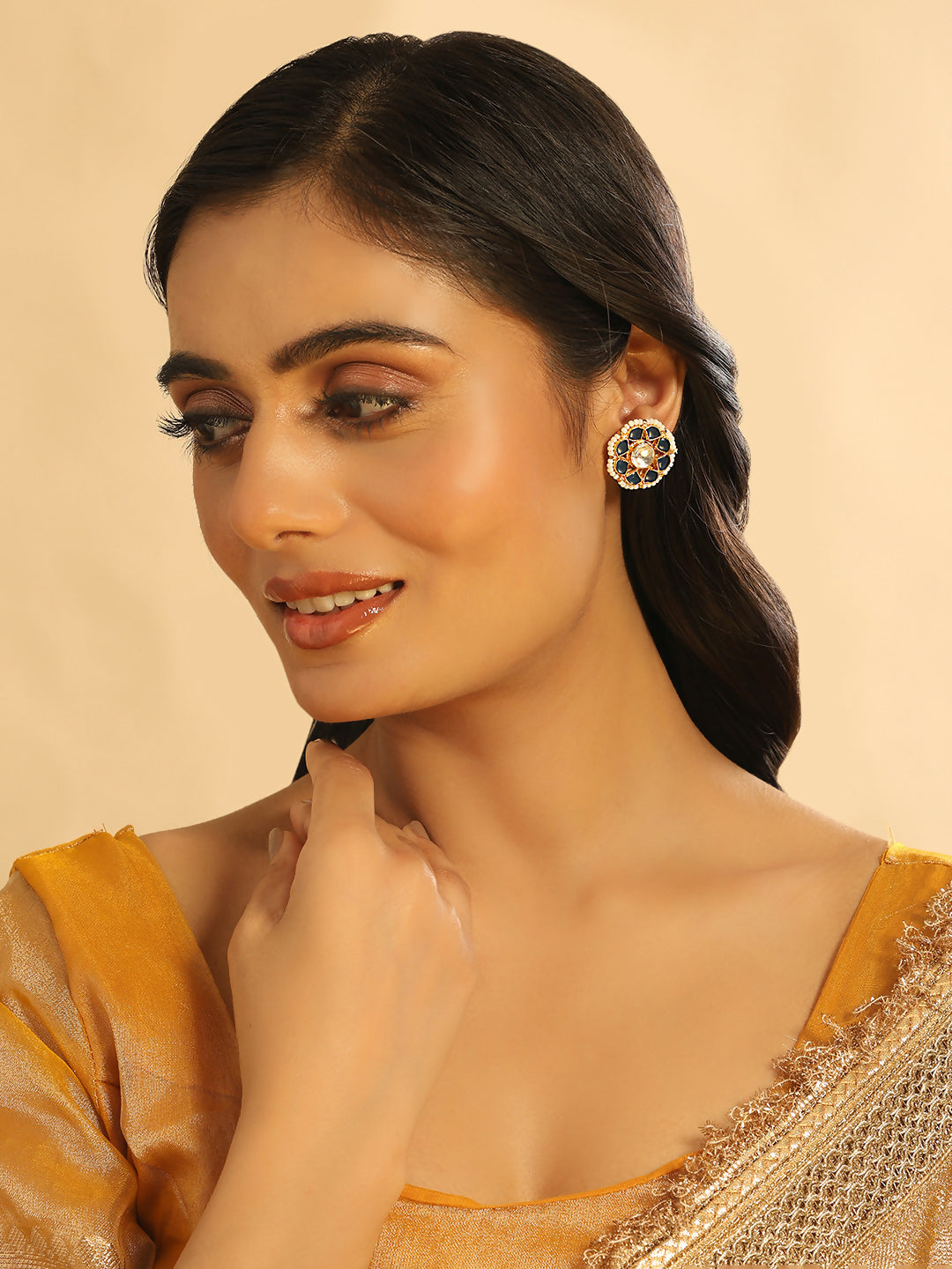 Nuyug 22K Gold Plated Floret Noor Stud Earrings | Swadesiicart