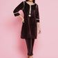 Women Republic Brown Velvet Embellished Co-Ord Set - Swadesiicart