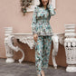 Sea Green Rayon Floral Printed Top with Matching Bottom - Eesha - Swadesiicart