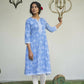 Blue Cotton Paisley Printed A line Kurta - Prasuti